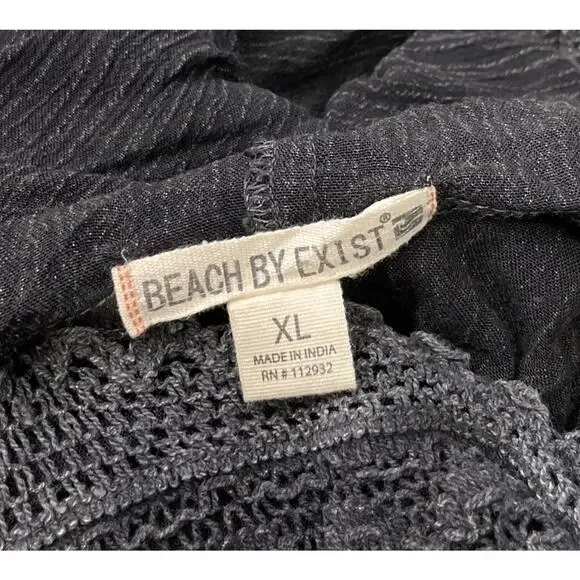 Beach by Exist Gauze Cover Up Dress Size XL Black Whimsigoth Hoodie Tunic Grunge - Picture 6 of 11